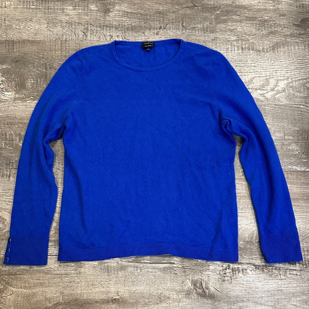 Talbots Vibrant Blue Women's XL Cashmere Crew Neck Sweater *Flaw*